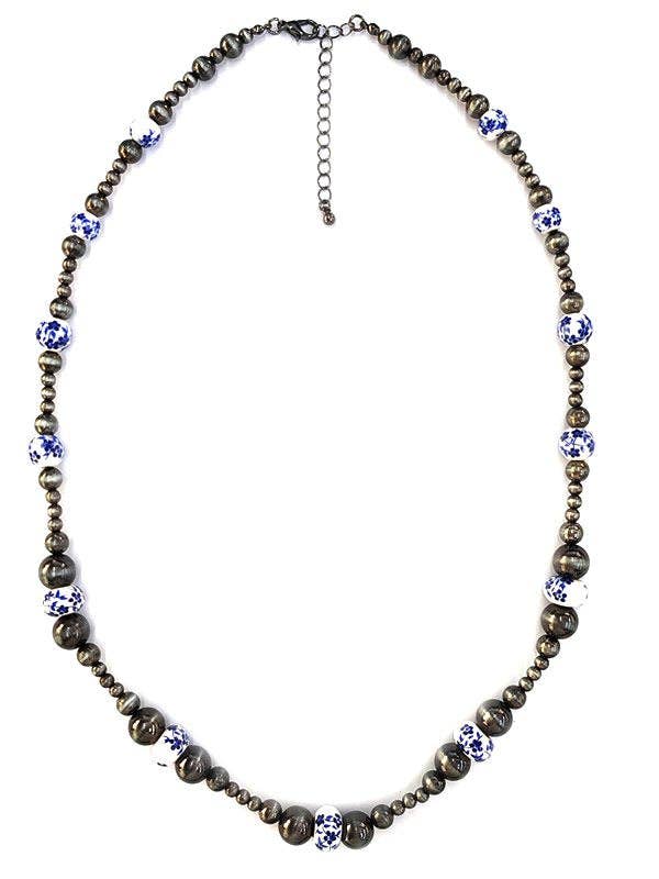 Western Navajo & Ceramic Pearl Necklace