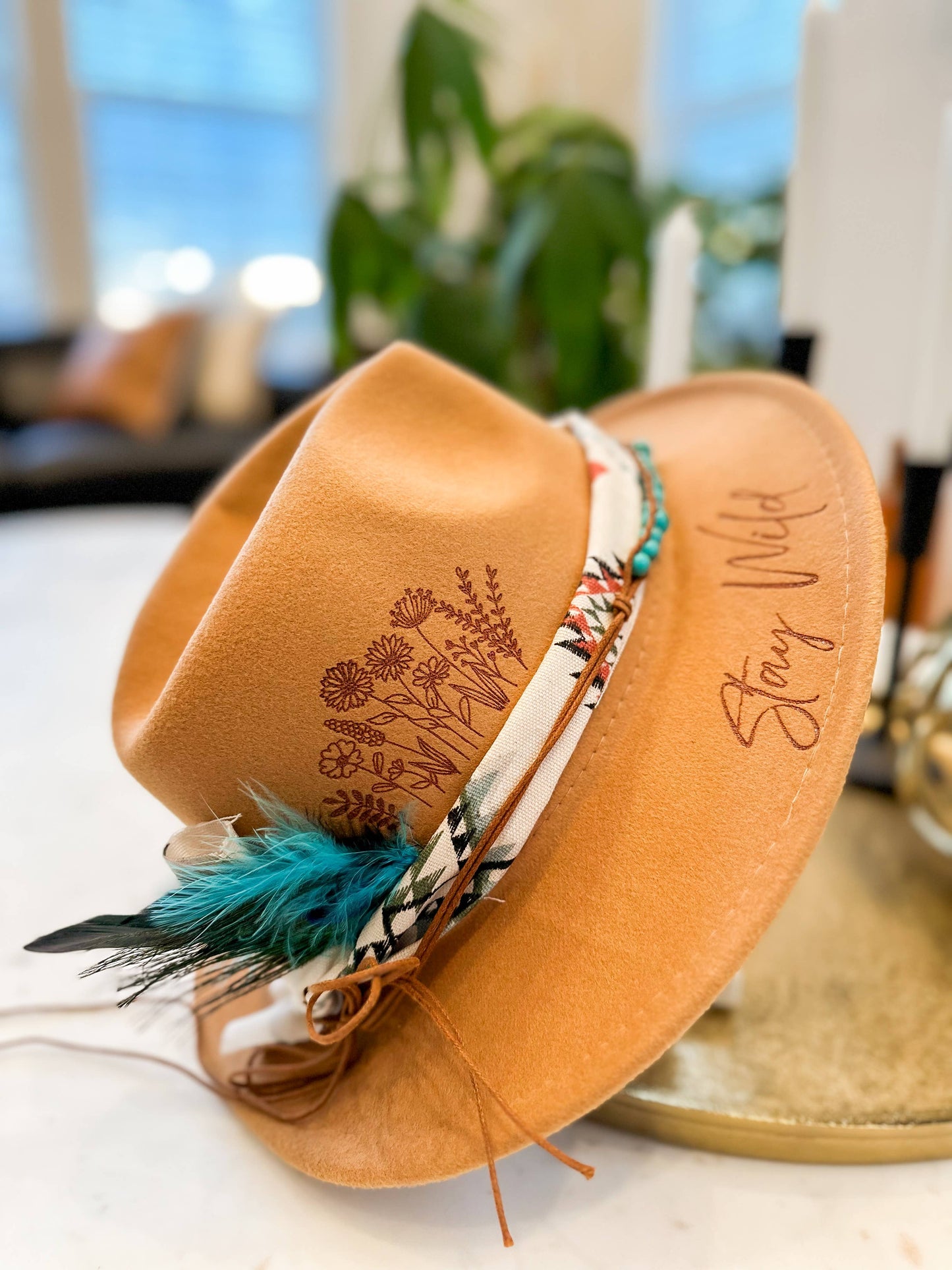 Wild Flower Burnt Hat Stay Wild Cowboy Hat Fedora