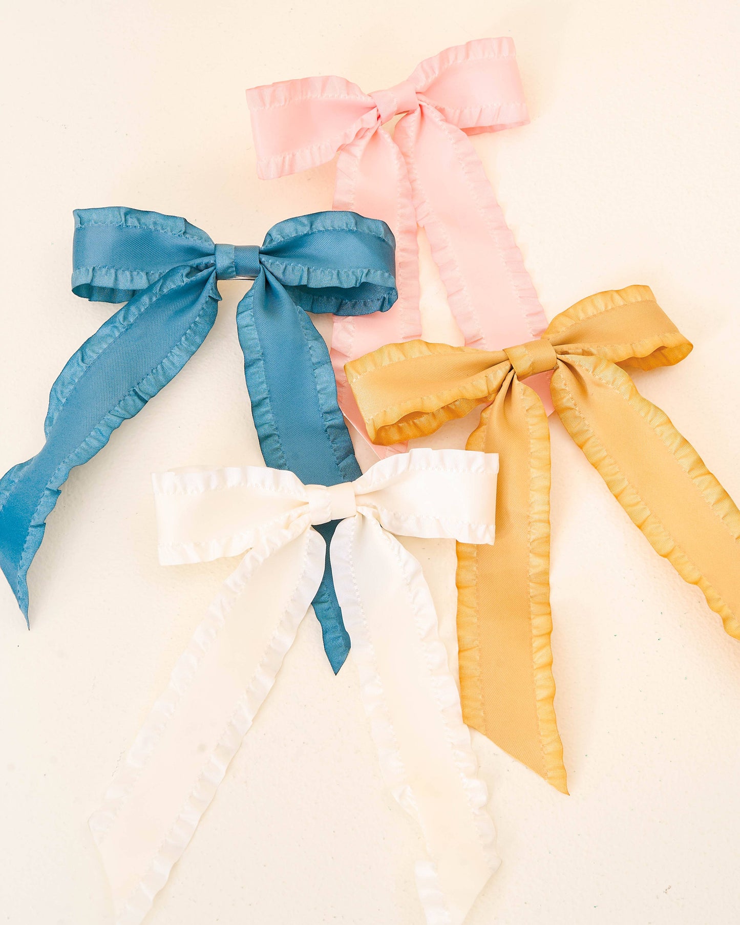 Ruffle Hair Bow- Dark Teal