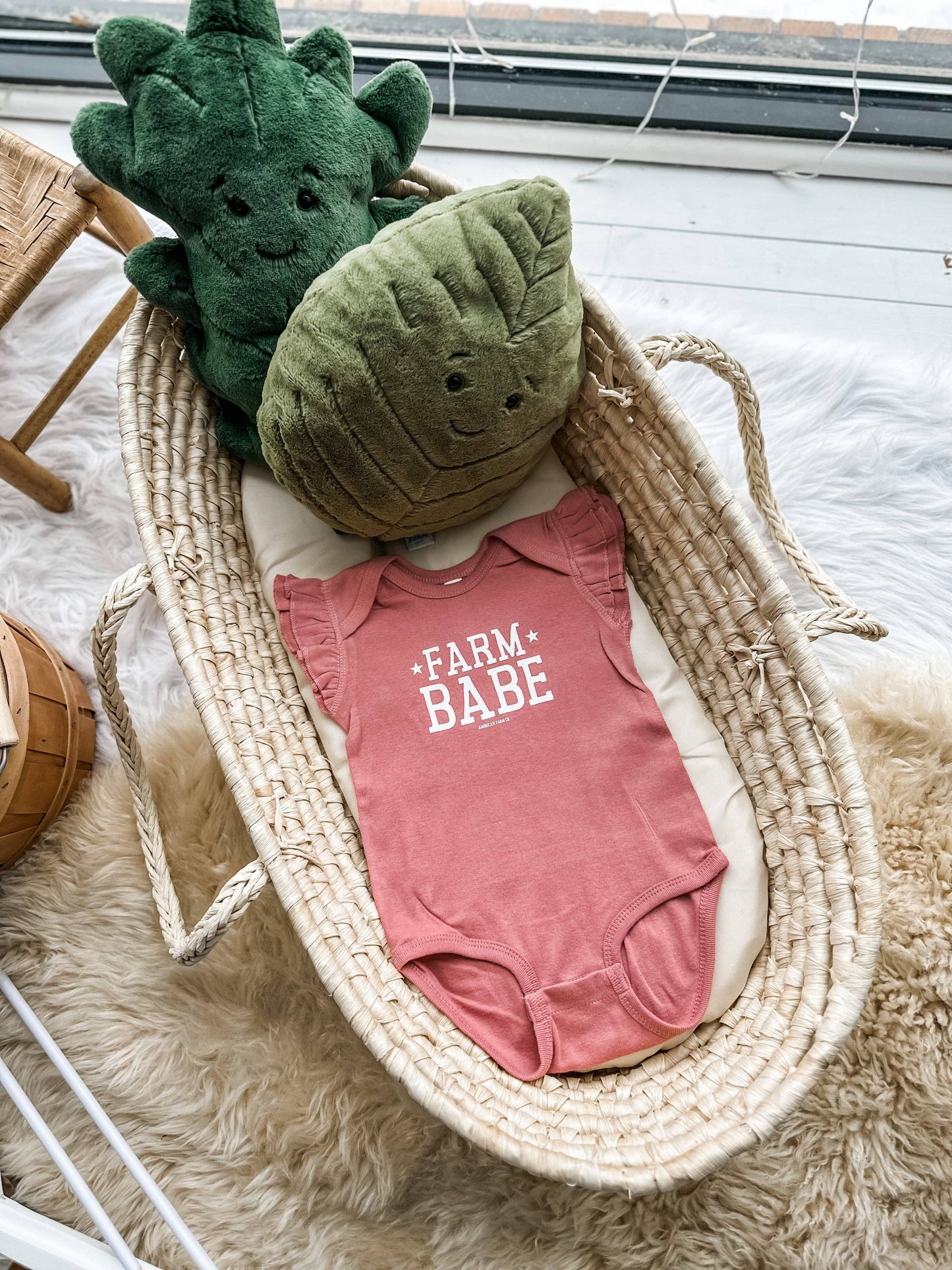 Western Ruffle Sleeve 'Farm Babe' Mauve Graphic Onesie/Tee