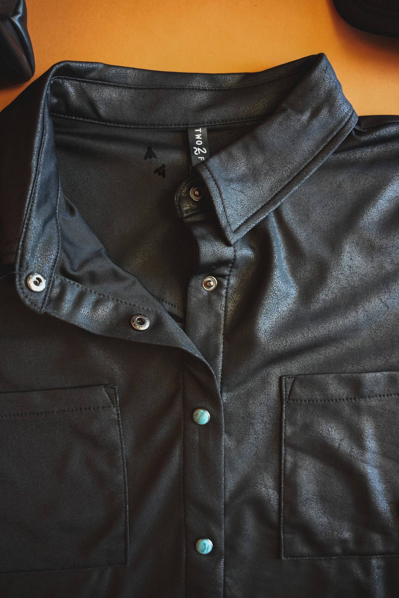 LEATHER LUX * MIDNIGHT button up