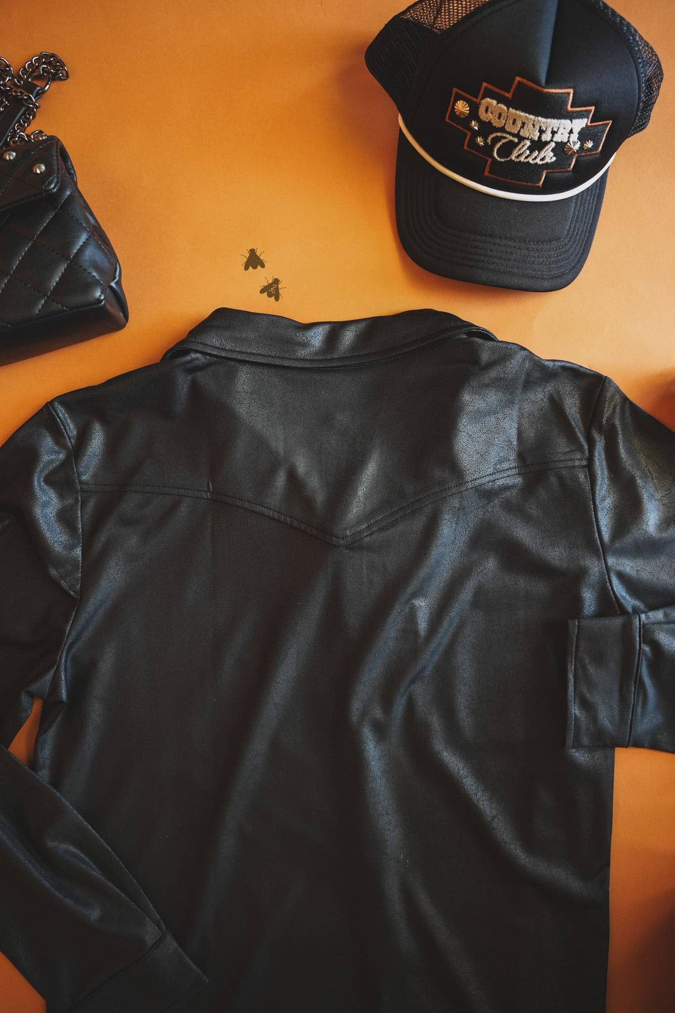 LEATHER LUX * MIDNIGHT button up