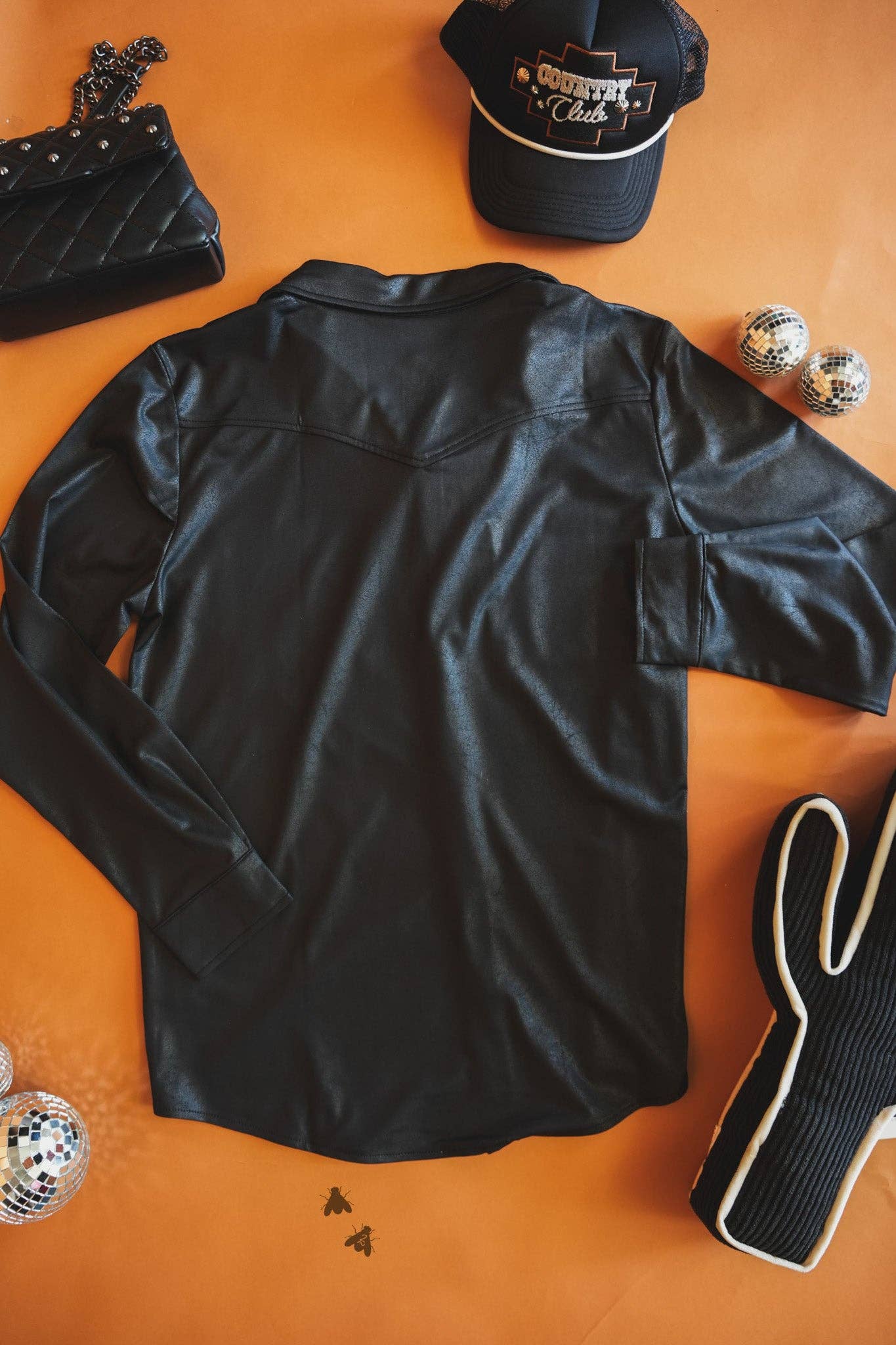 LEATHER LUX * MIDNIGHT button up