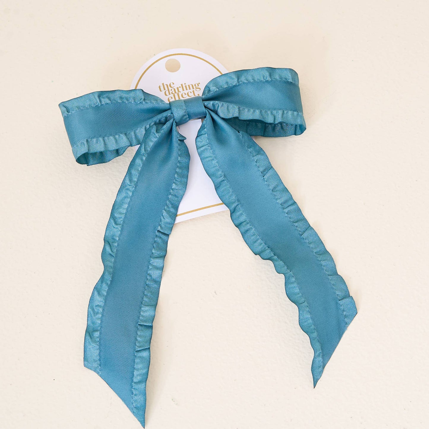 Ruffle Hair Bow- Dark Teal