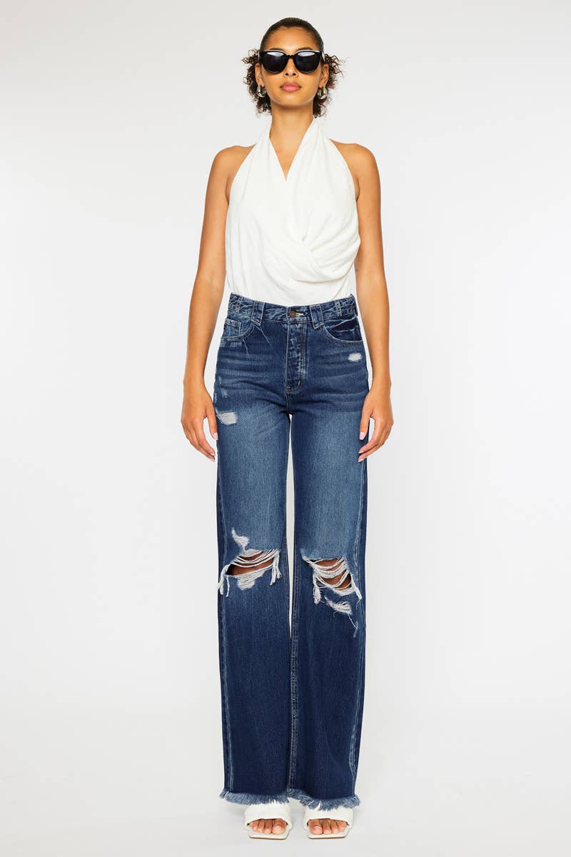 90’S ULTRA HIGH RISE FRAY HEM FLARE