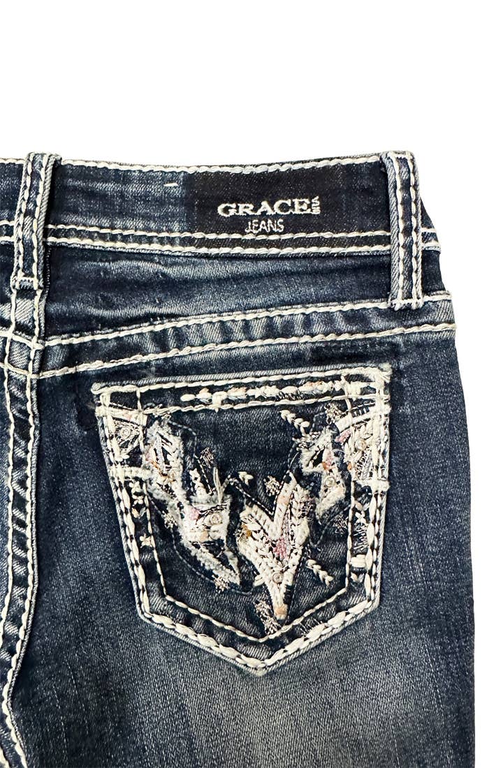 Heavy Stitches Embroidery Girl Boot Cut Jean