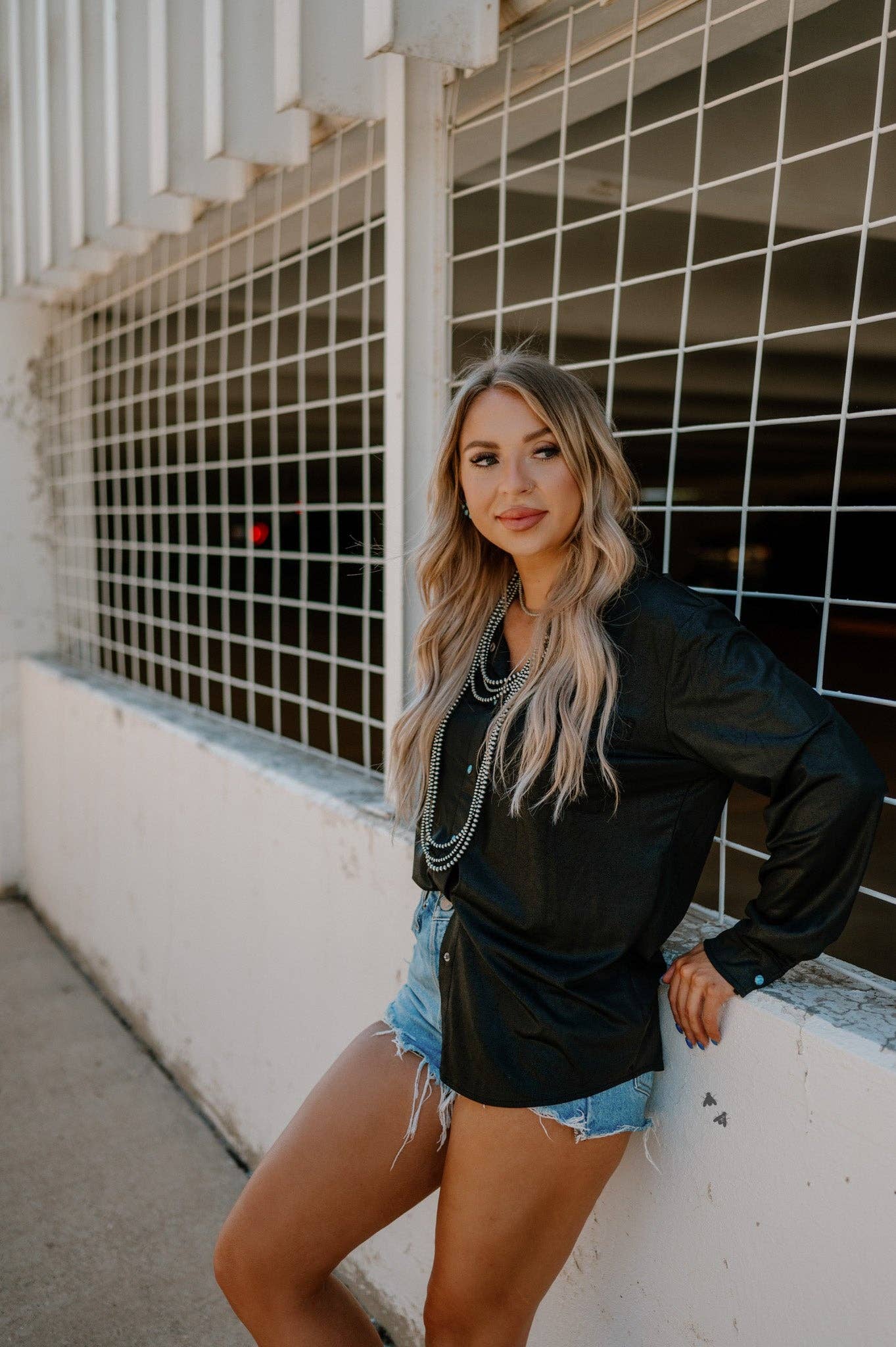 LEATHER LUX * MIDNIGHT button up