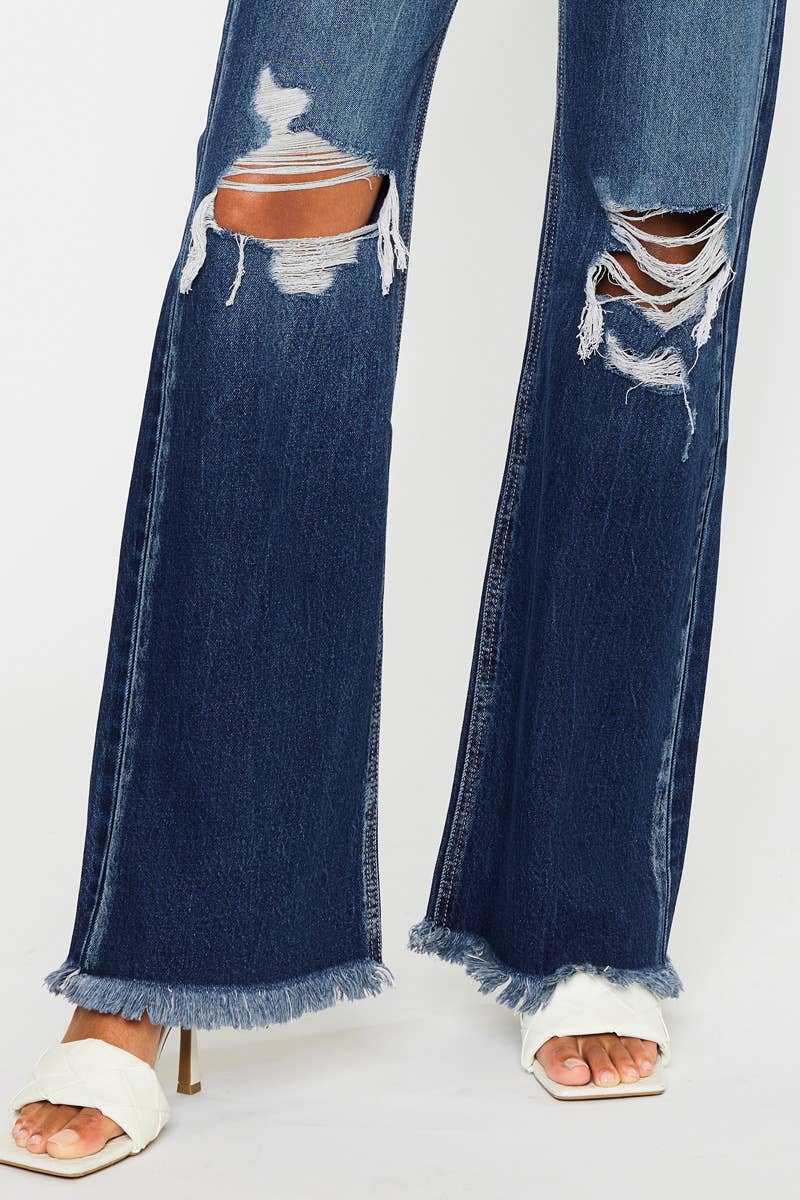 90’S ULTRA HIGH RISE FRAY HEM FLARE