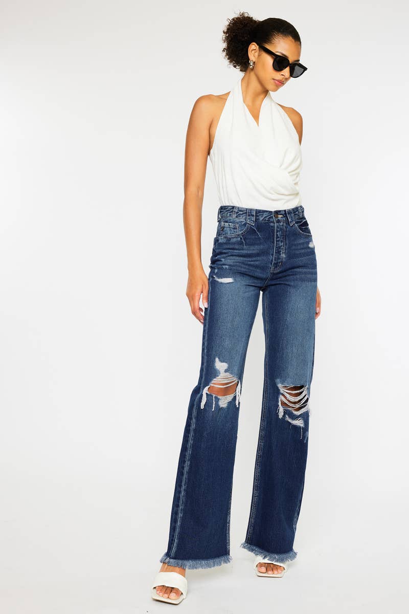 90’S ULTRA HIGH RISE FRAY HEM FLARE