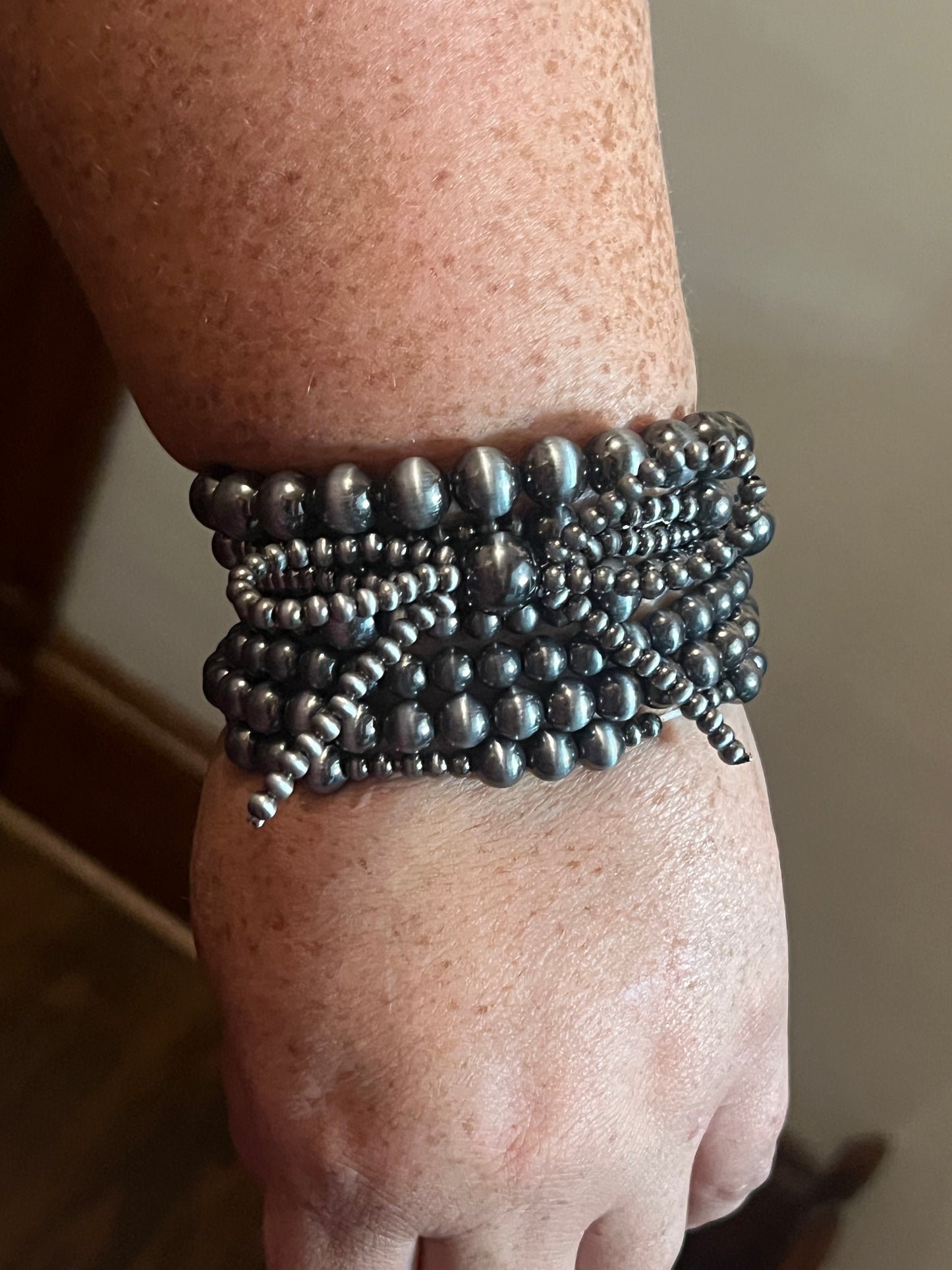 Western Multi Layered Navajo Bead Ribbon Stretch Bracelet