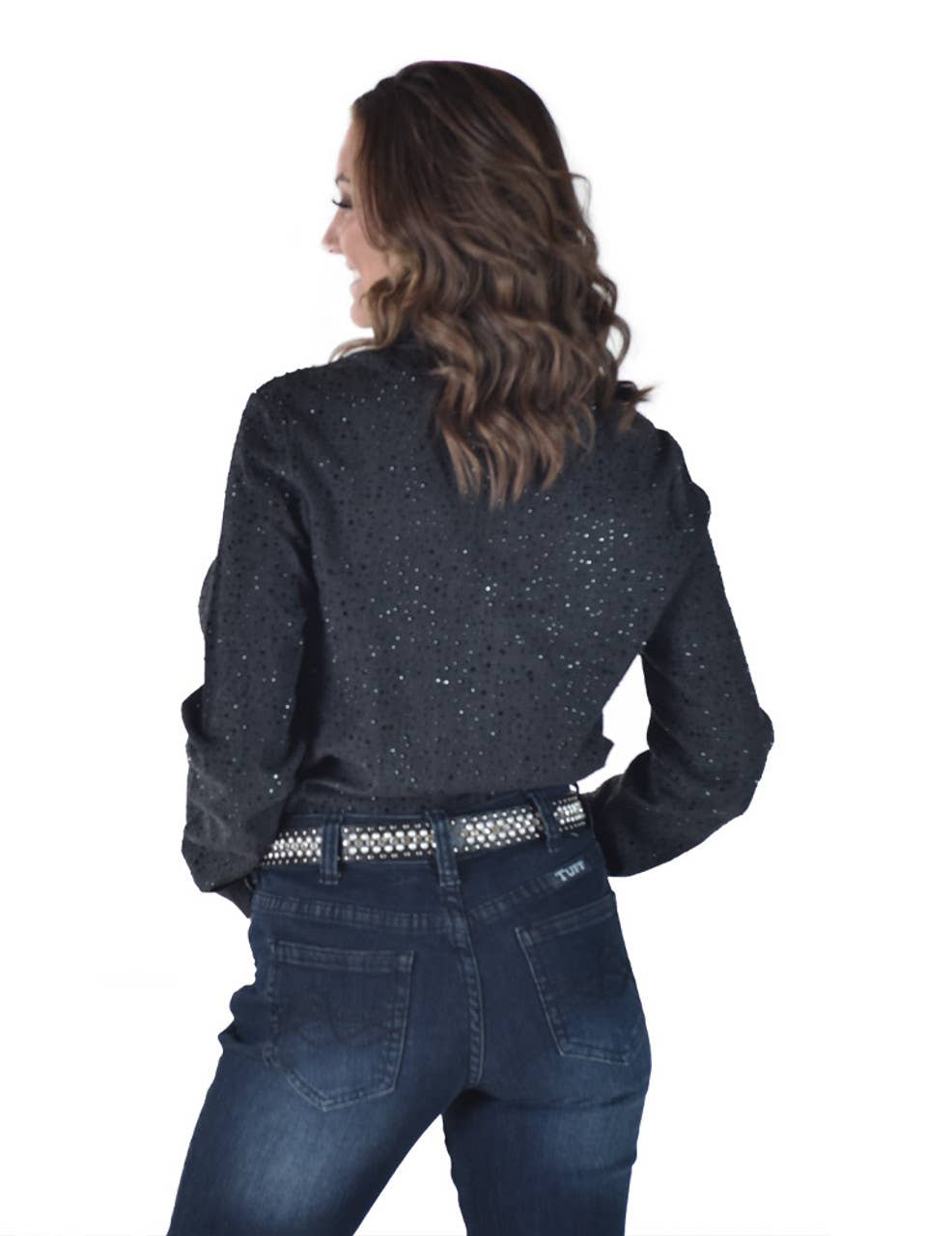 Pullover Button-Up Ultra Breathe Denim with Crystals