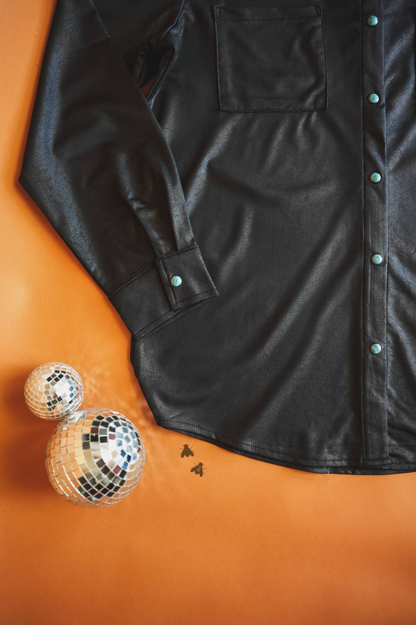 LEATHER LUX * MIDNIGHT button up