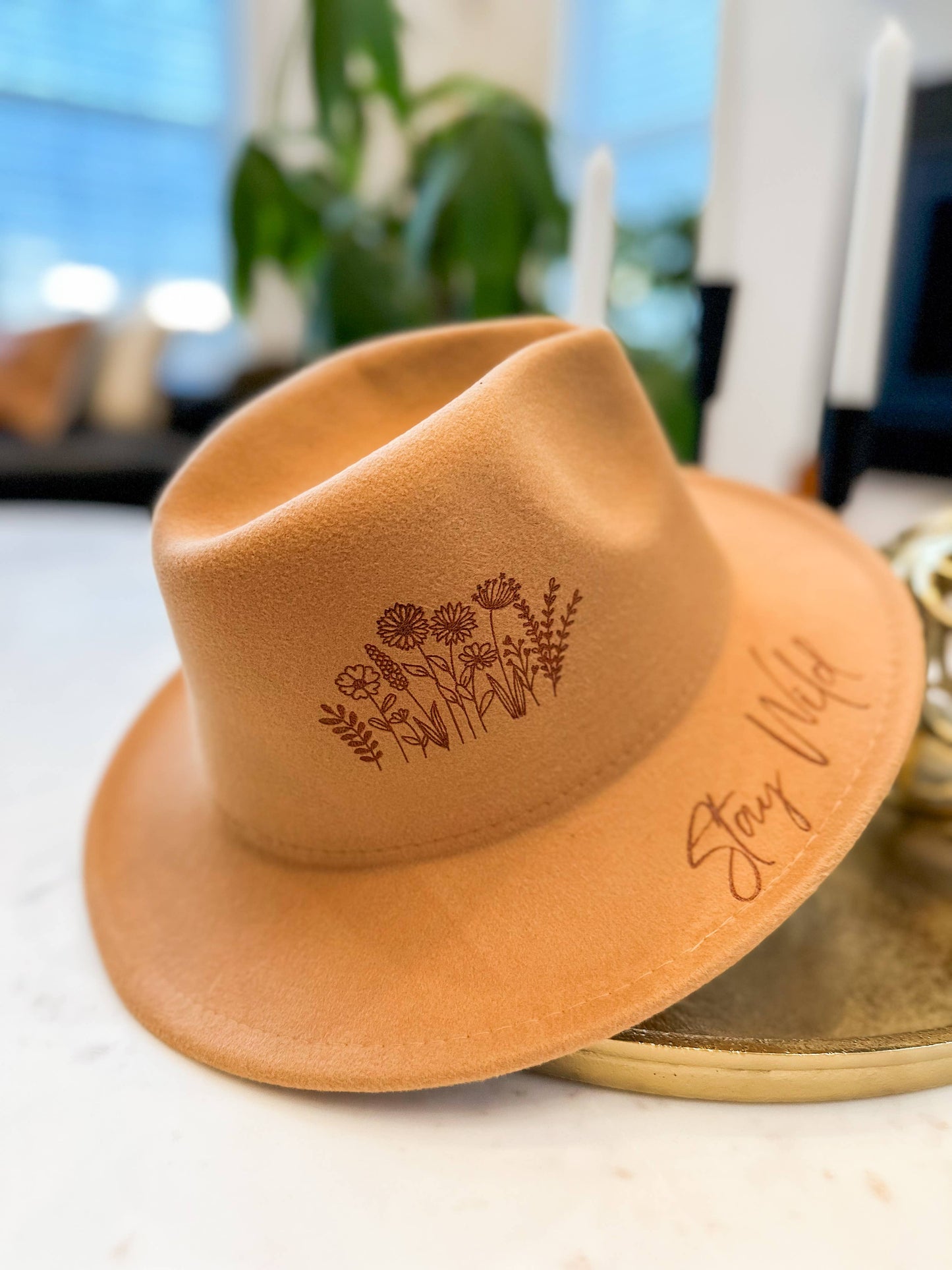 Wild Flower Burnt Hat Stay Wild Cowboy Hat Fedora