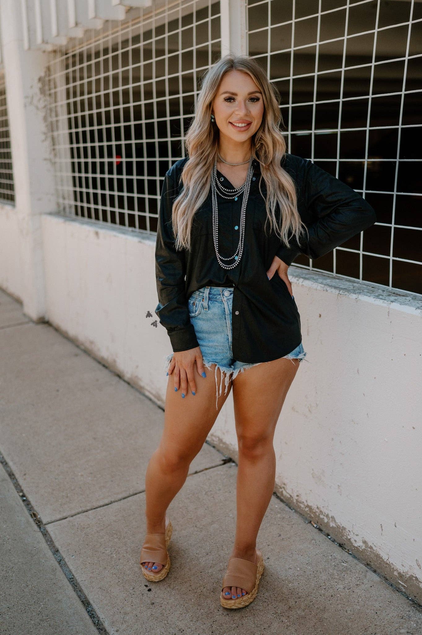 LEATHER LUX * MIDNIGHT button up