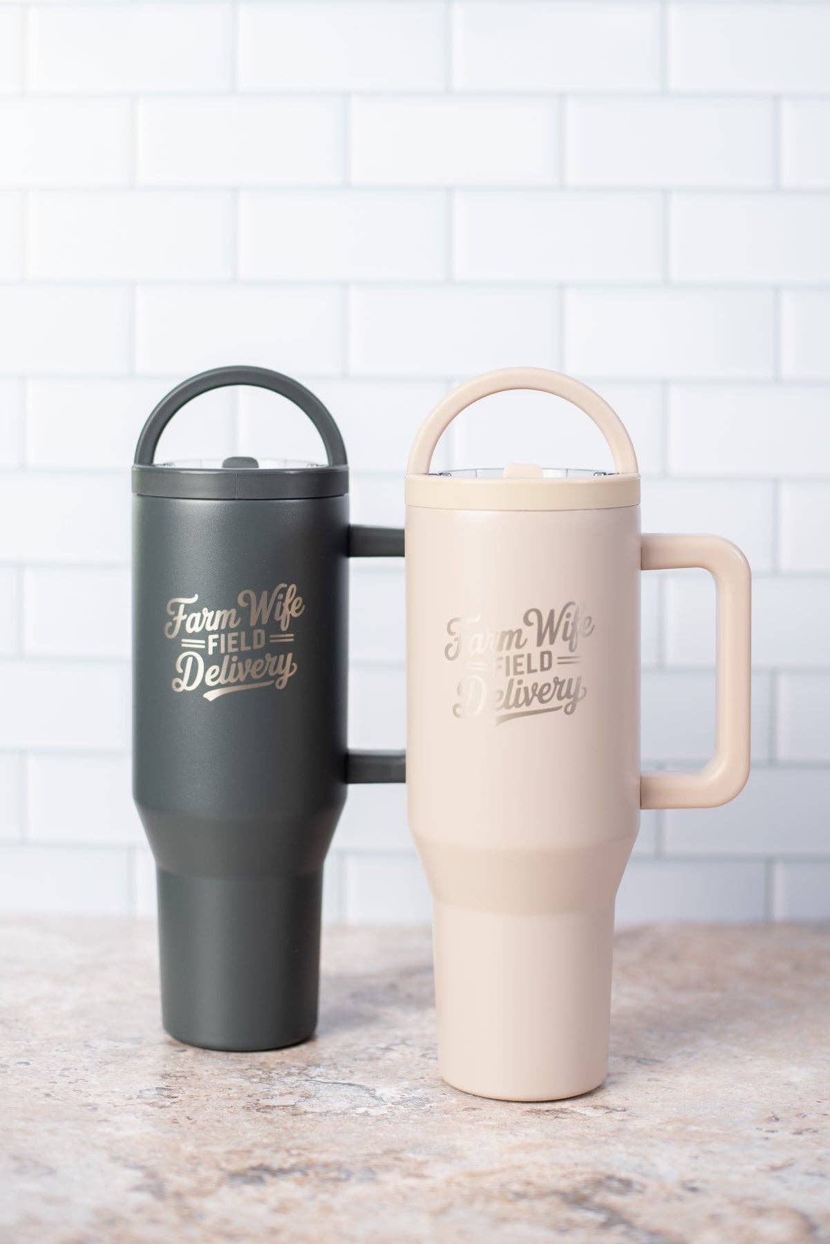 'Farm Wife Field Delivery' Water Tank Tumbler - Charcoal