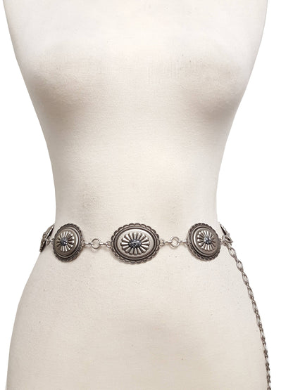 Women's Western Oval Concho Chain Belt with Stones