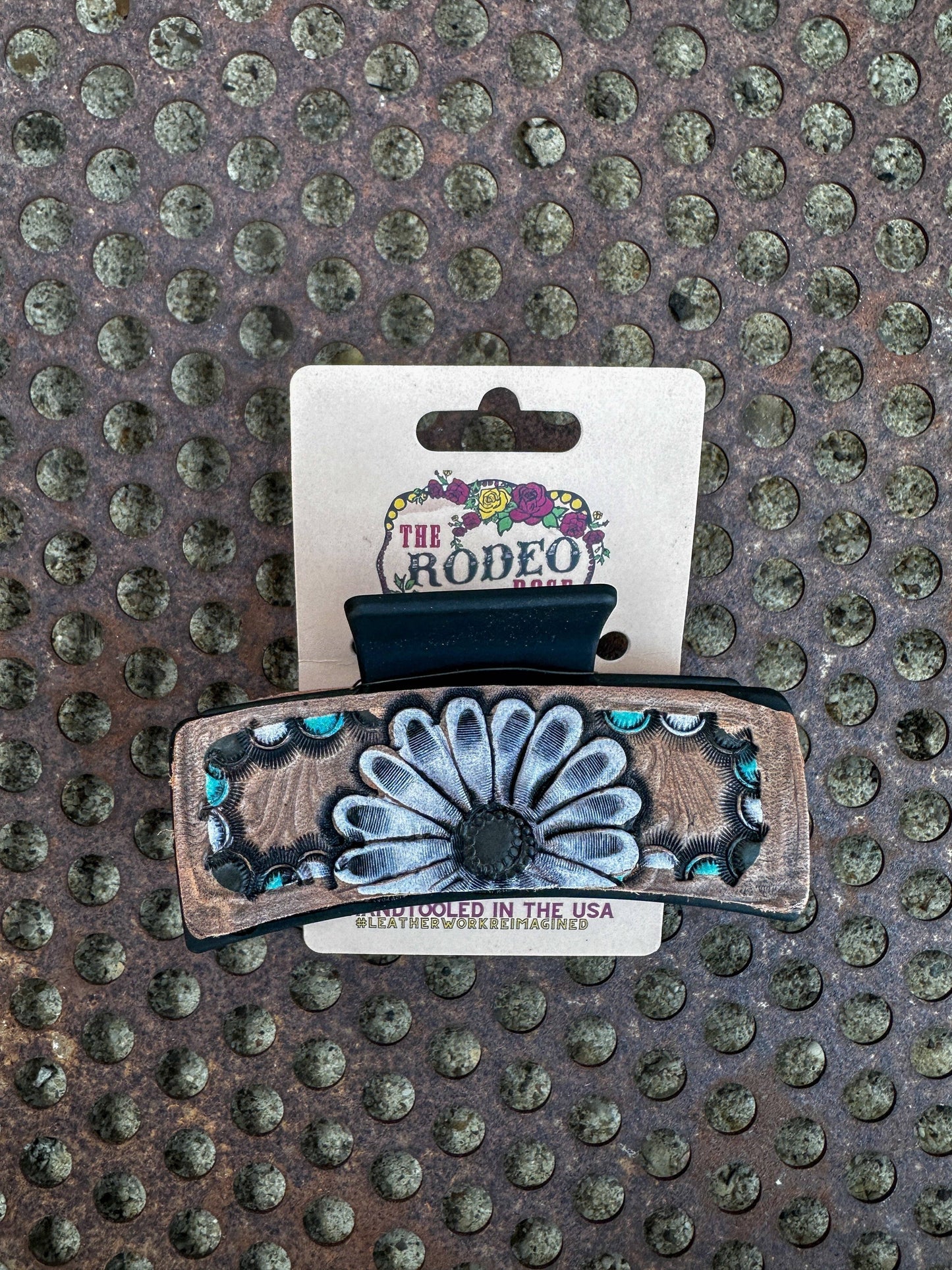 Leather Hair clip Gerbera Cowgirl Rodeo Western Cowboy