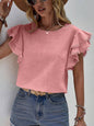 Ruffled  Short Sleeve Blouse