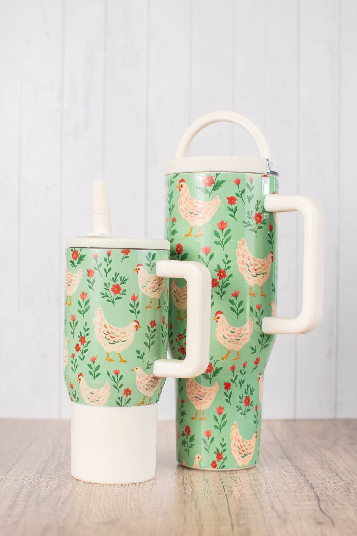Green Chickens & Blooms 40oz Water Tank Tumbler