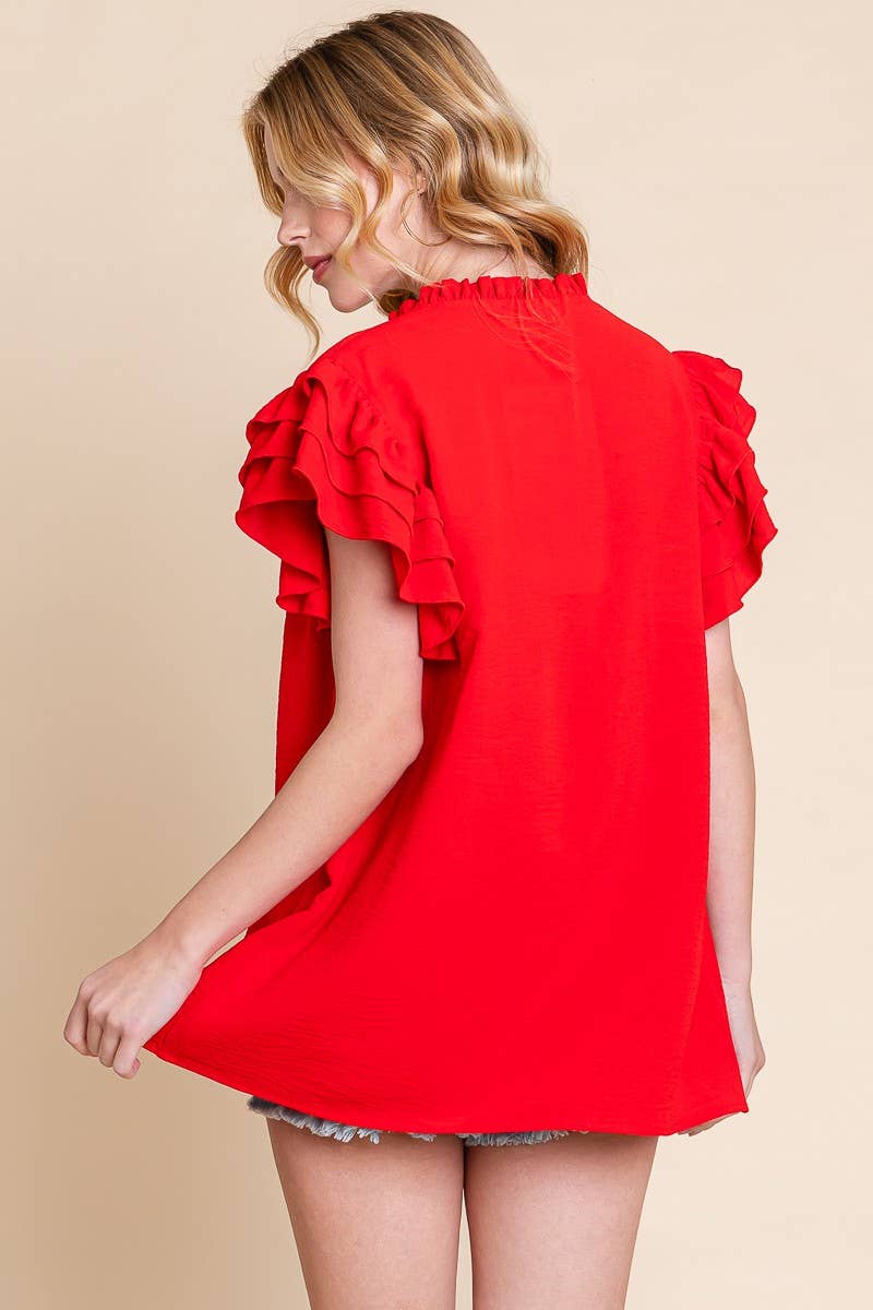 AIRFLOW RUFFLE SLEEVE BLOUSE
