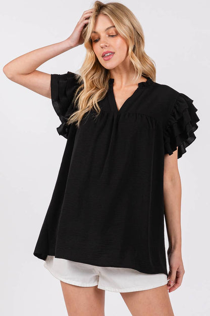 AIRFLOW RUFFLE SLEEVE BLOUSE