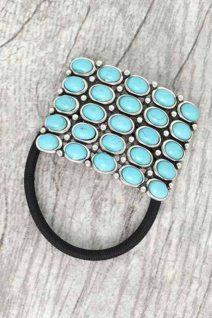 Western Turquoise Decorative Ponytail Hair Tie