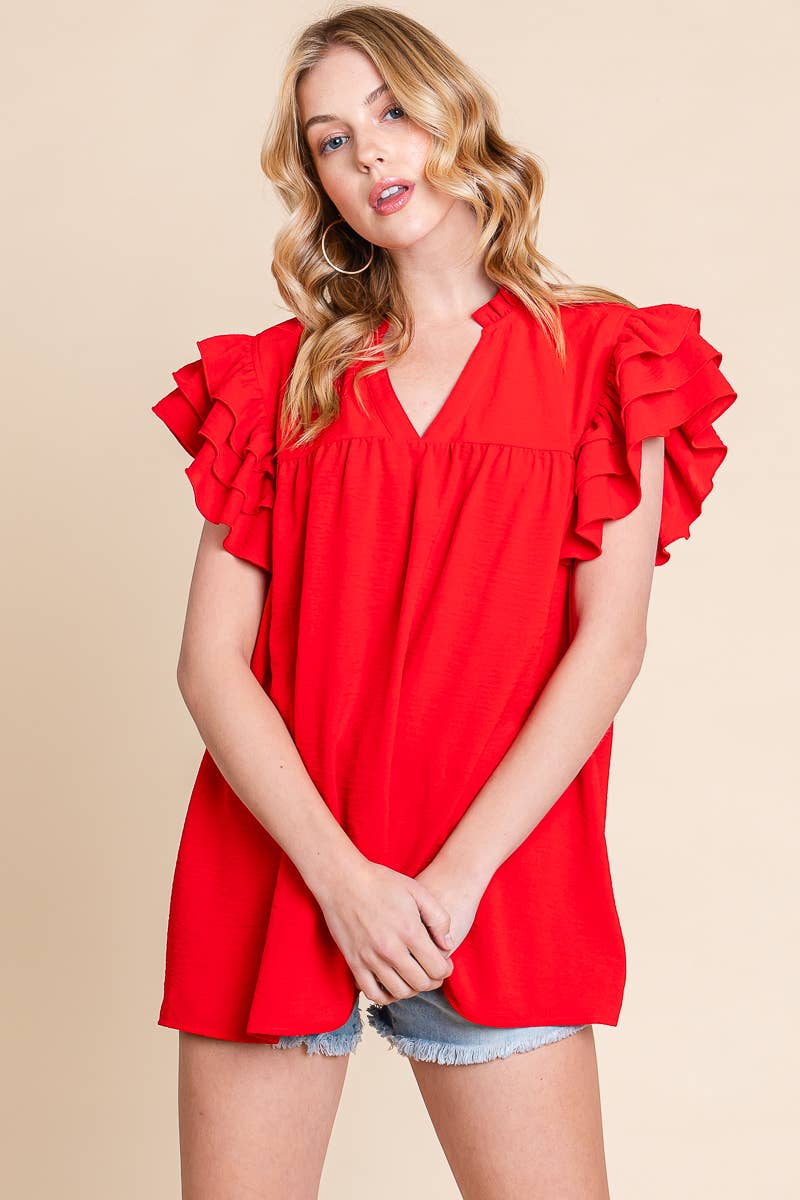 AIRFLOW RUFFLE SLEEVE BLOUSE