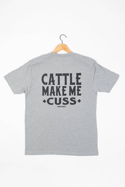 Western 'Cattle Make Me Cuss' Grey Graphic Tee