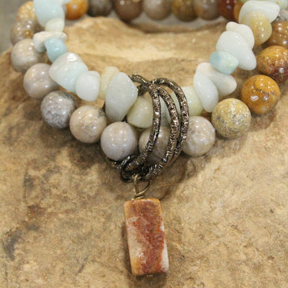 Bohemian Stone & Link Bracelet Set