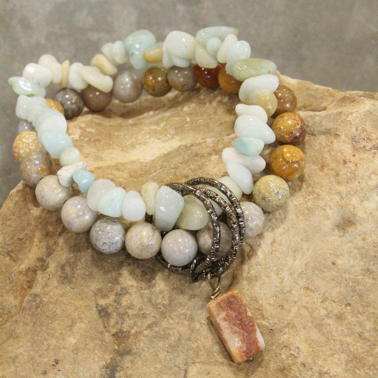 Bohemian Stone & Link Bracelet Set