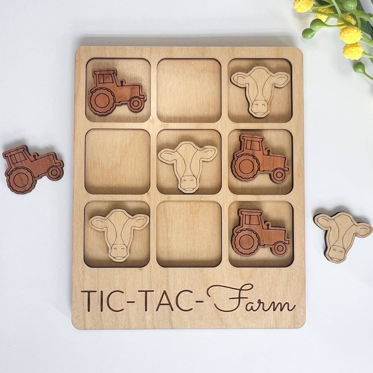 Farmer Gift - Tic-Tac-Toe Farm Game - Customizable