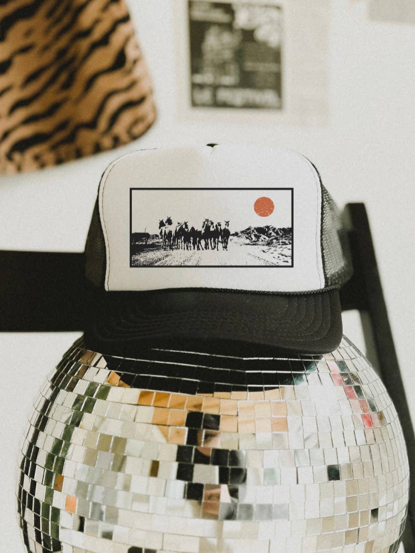 Black and White Horses Trucker Hat