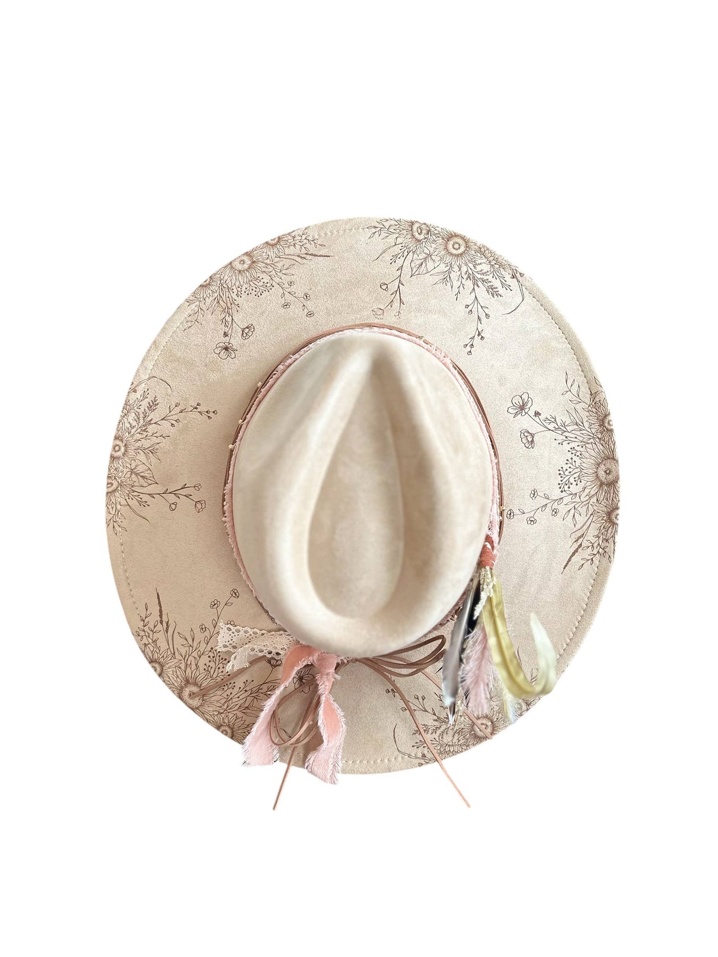 Suede Rancher Hat, Cowboy Hat | Sunflower Floral Brim