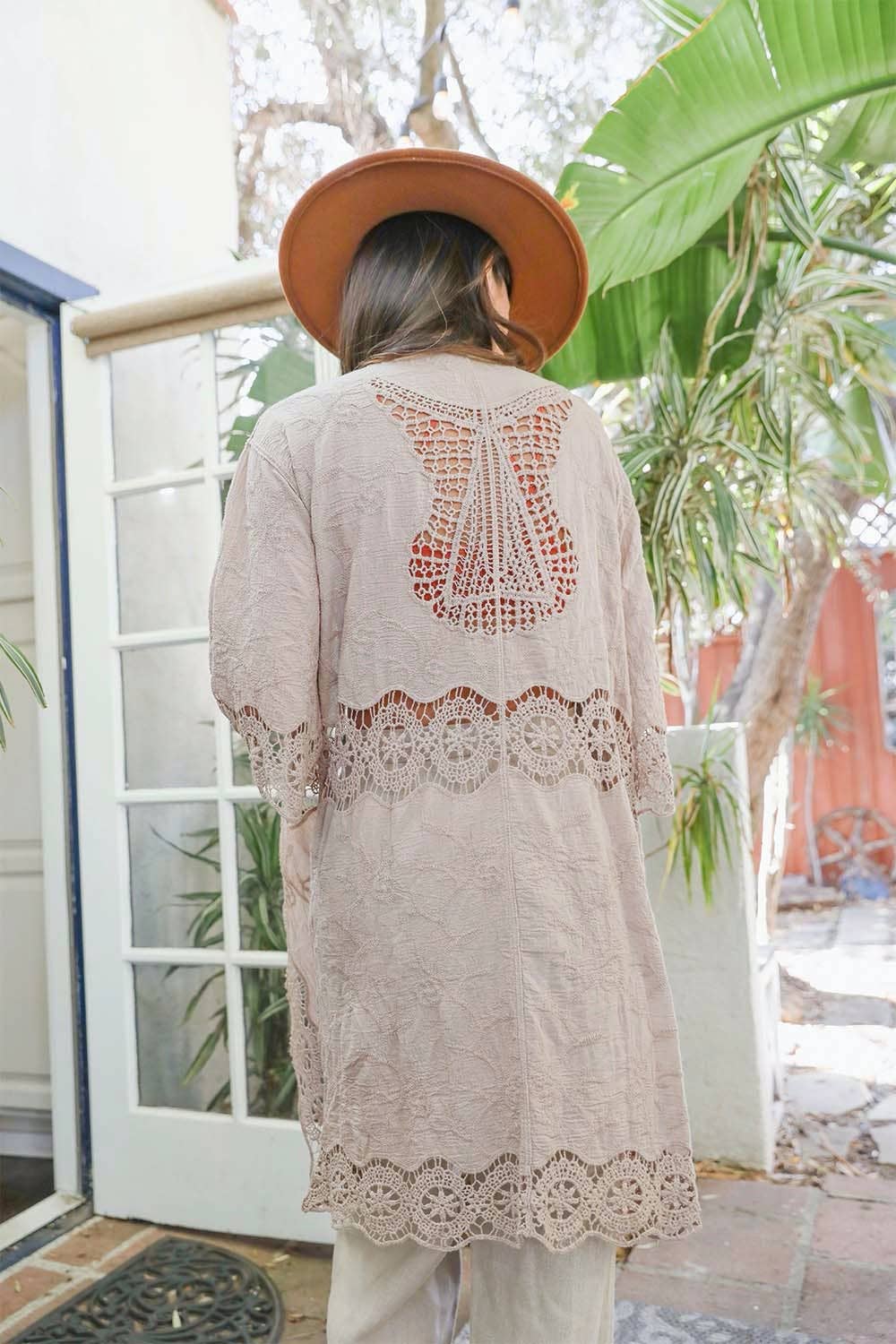 **Crochet Open Patch Longline Kimono