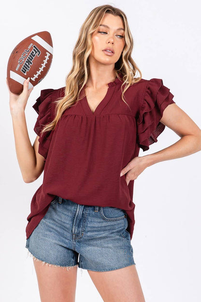 AIRFLOW RUFFLE SLEEVE BLOUSE