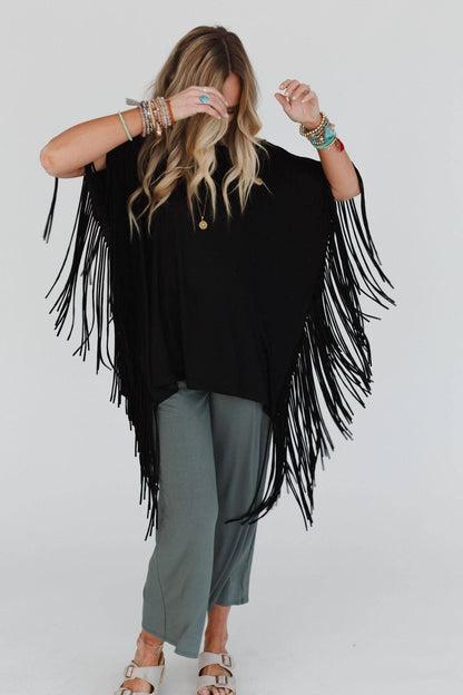 Showstopper Fringe Top - Black