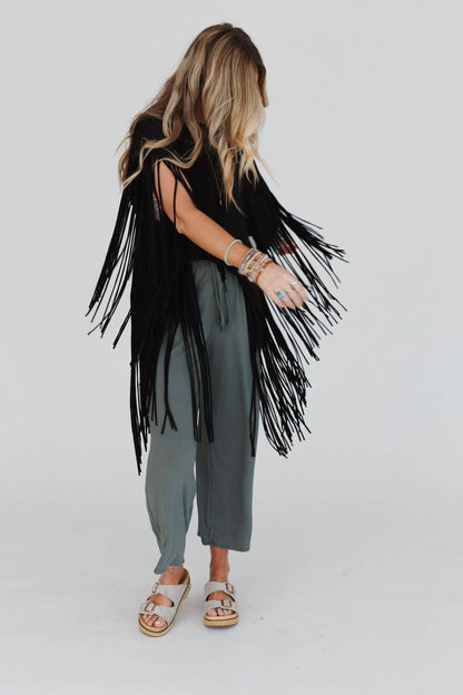 Showstopper Fringe Top - Black