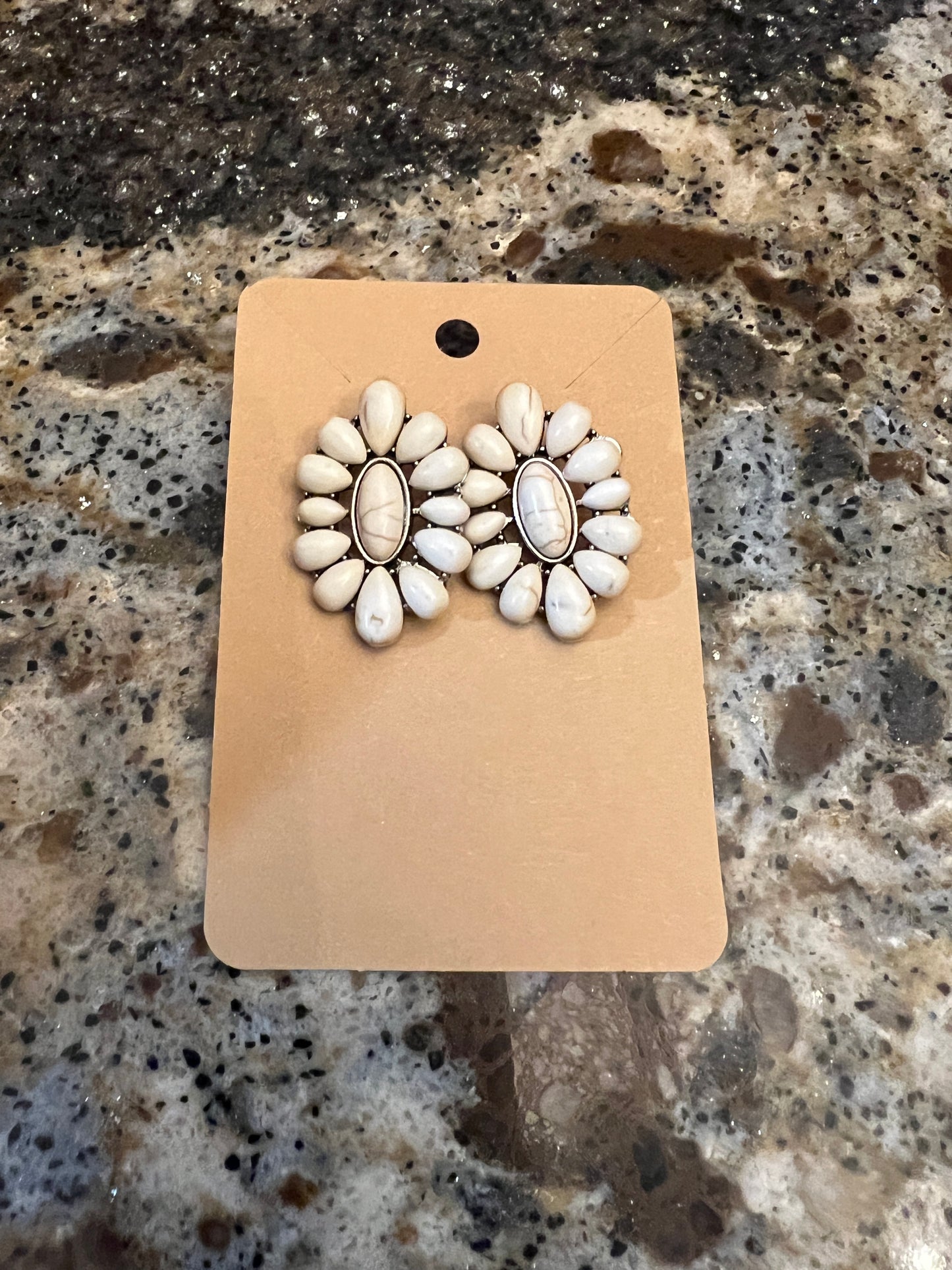 White Flower Stud Earrings