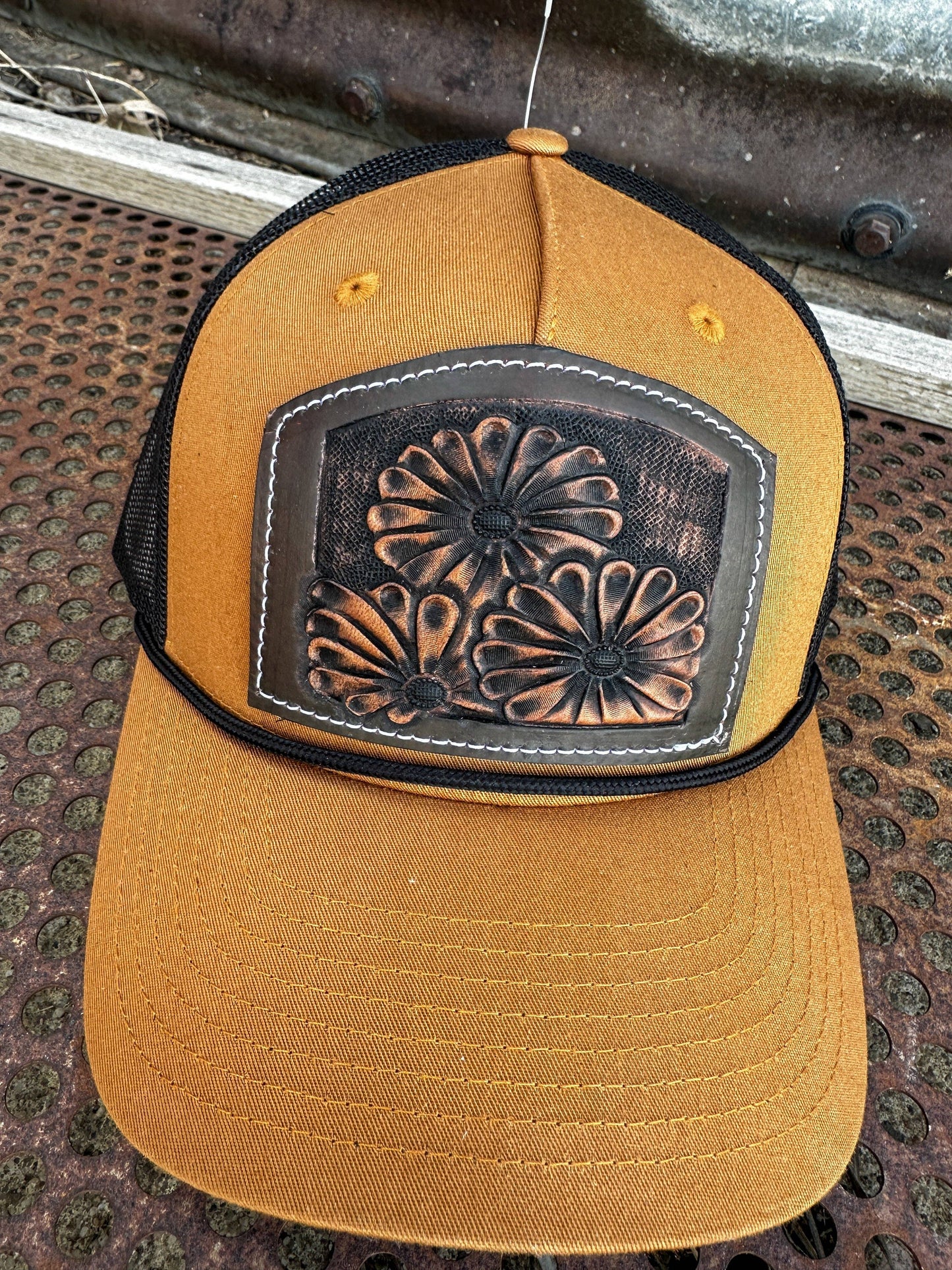 Hand tooled Floral Cap Cowgirl Rodeo Western Cowboy