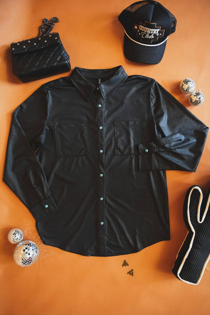 LEATHER LUX * MIDNIGHT button up