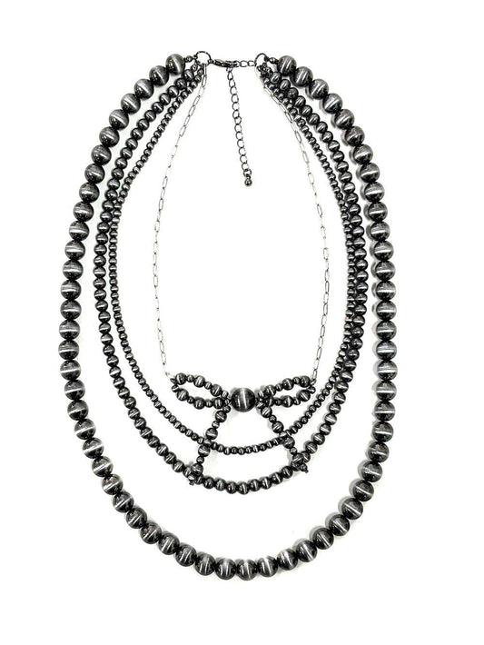 Western 4 Layered Navajo Pearl Ribbon Necklace