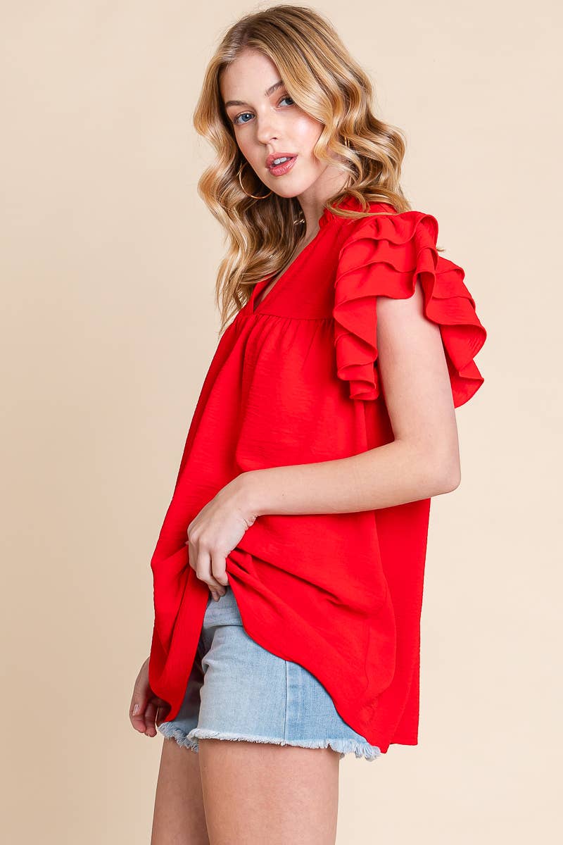 AIRFLOW RUFFLE SLEEVE BLOUSE