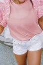 Beaded Short Sleeve Blouse