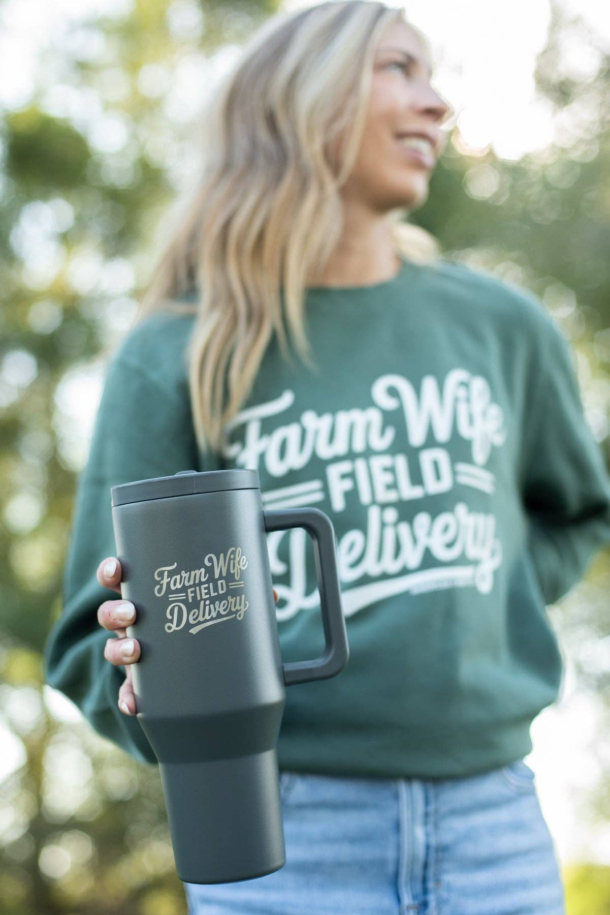 'Farm Wife Field Delivery' Water Tank Tumbler - Charcoal