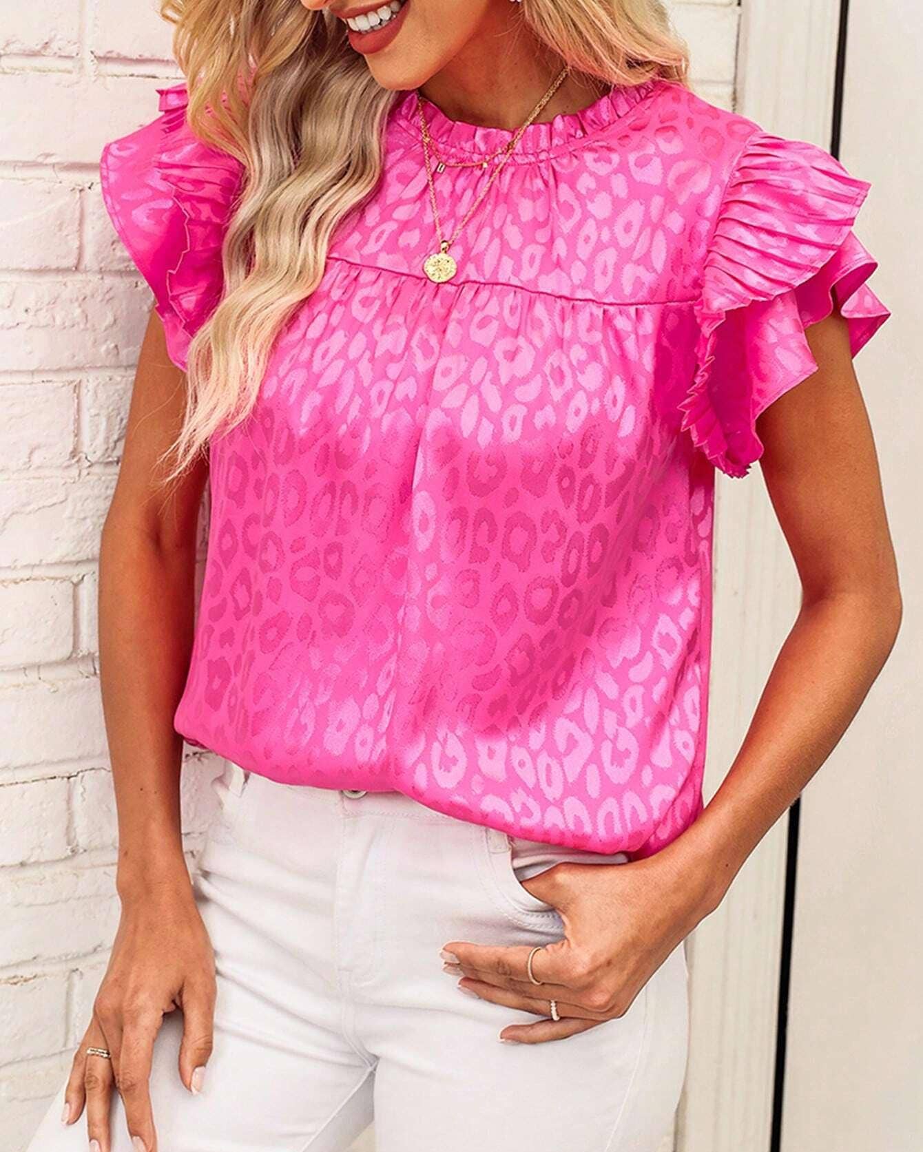 Cheetah ruffle top