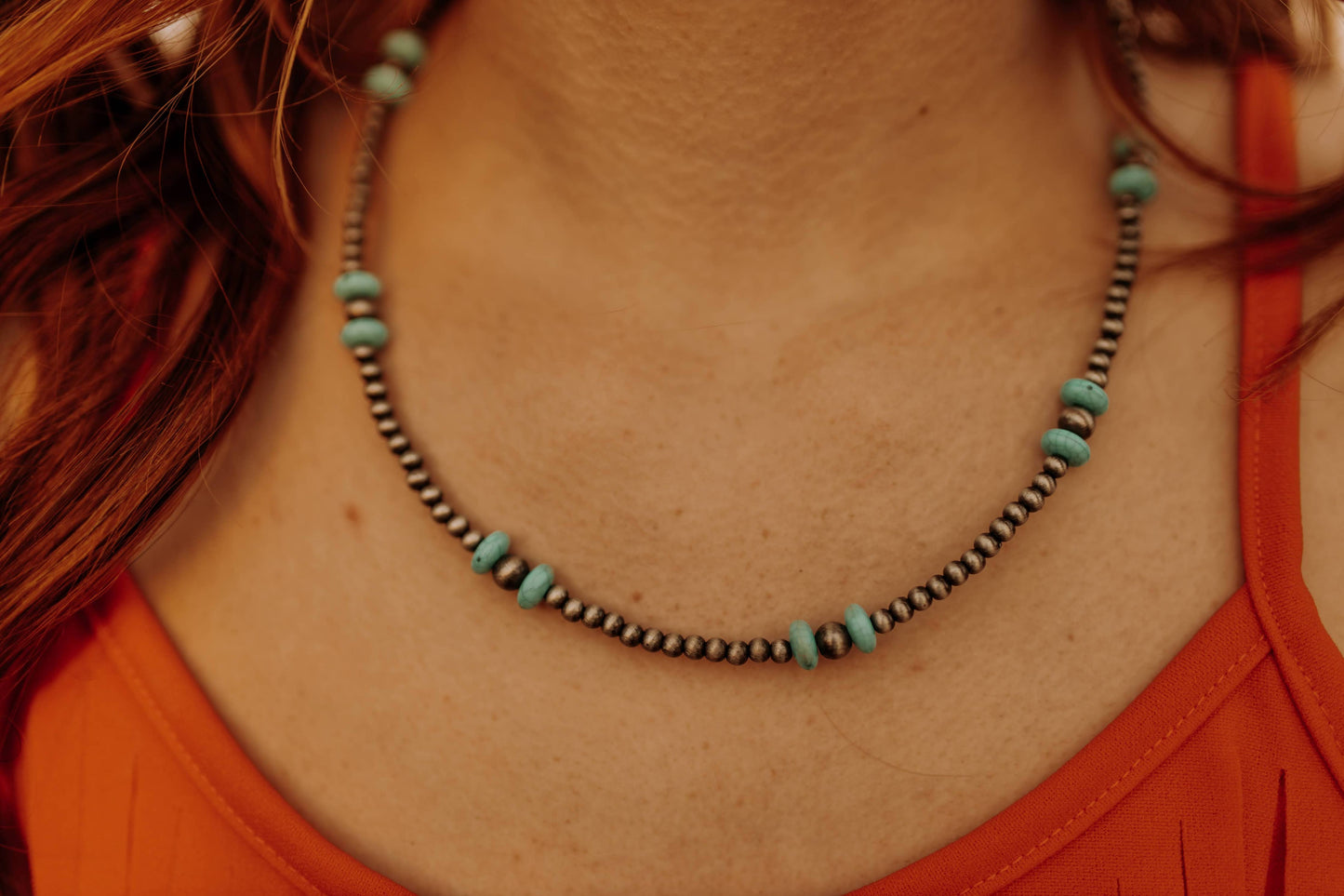 Faux Pearl and Turquoise Choker Necklace