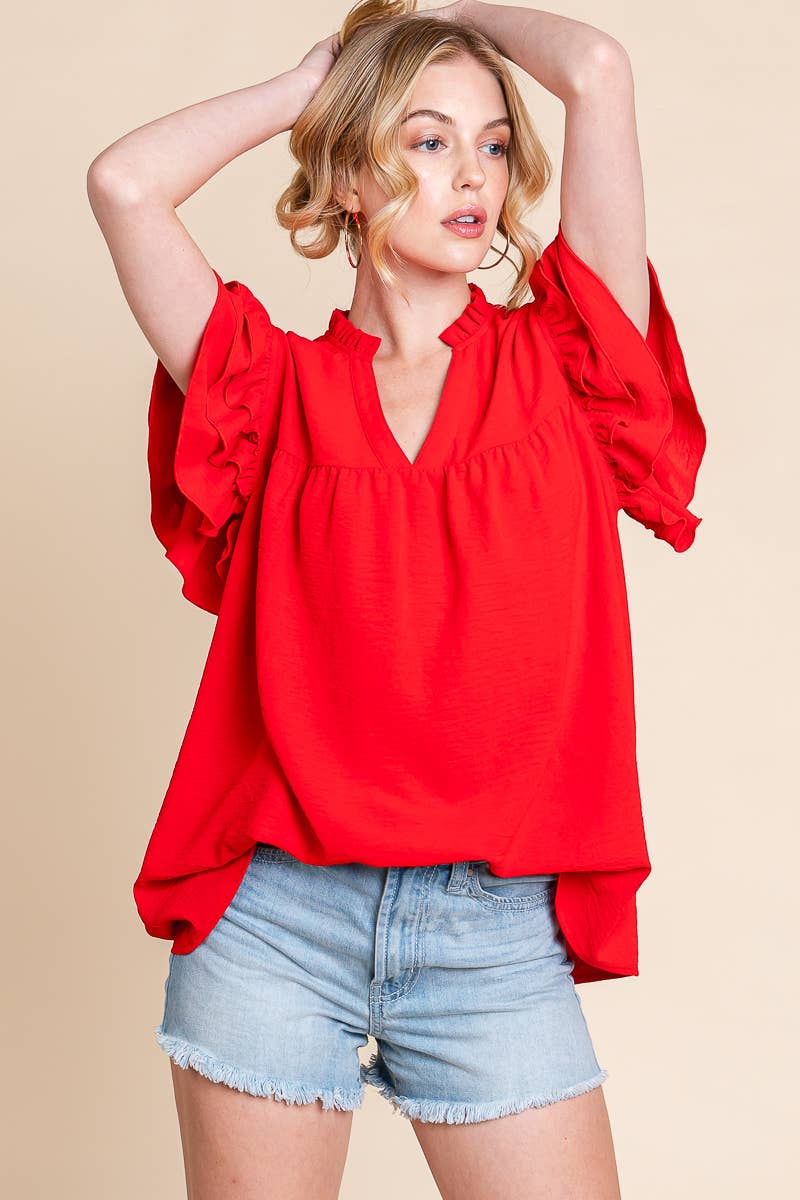 AIRFLOW RUFFLE SLEEVE BLOUSE