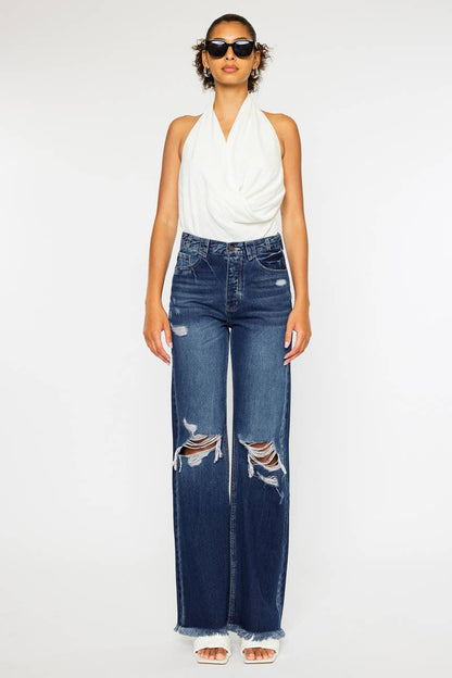 90’S ULTRA HIGH RISE FRAY HEM FLARE