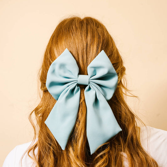 Classic Hair Bow-Light Blue