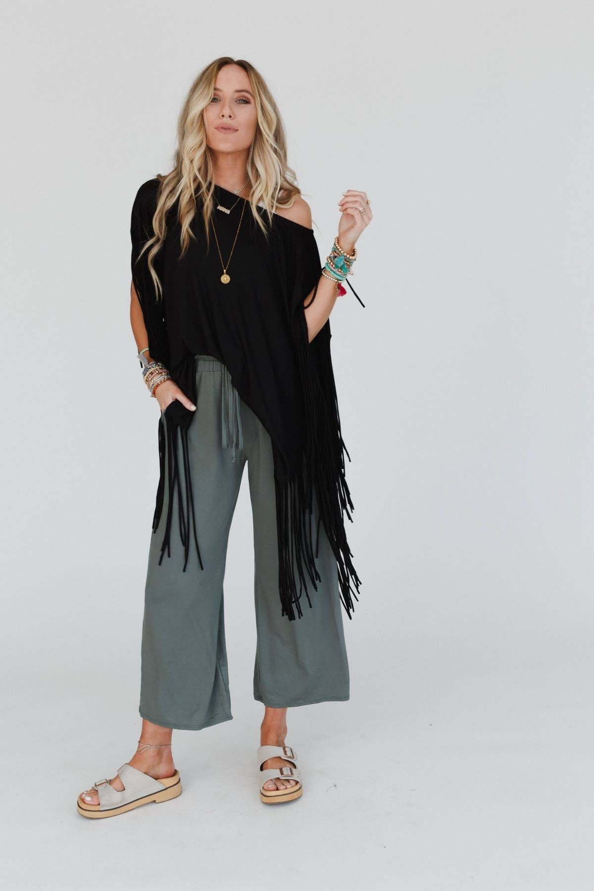 Showstopper Fringe Top - Black